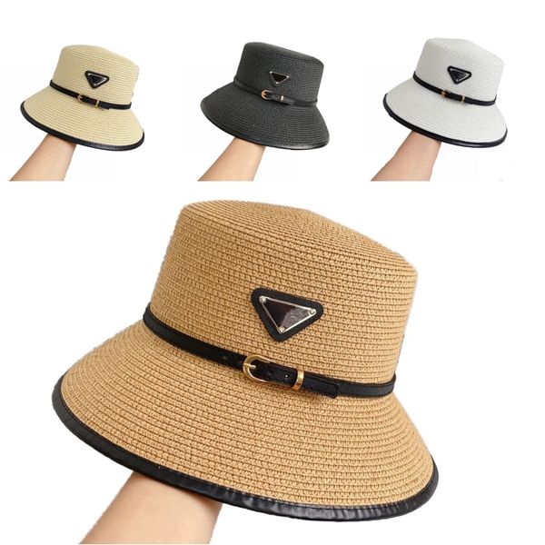 Sombrero de viaje para hombre, sombreros de playa de verano negros para mujer, playa de verano al aire libre, casqueta de pesca para hombre, exquisita letra impresa, sombreros de paja de lujo, tejido PJ088 H4