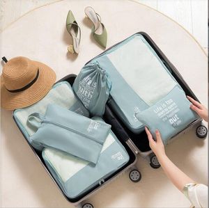 Organisateur de voyage sacs de rangement valise ensemble d'emballage mallettes de rangement motif personnalisé Portable organisateur de bagages pochette bien rangée 6 pièces/ensemble