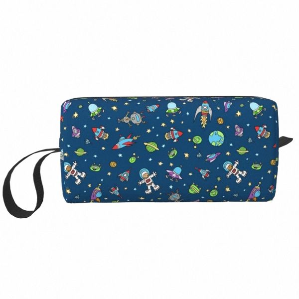 Voyage Espace Doodle Trousse de toilette Portable Univers Astraut Spaceship Maquillage Cosmétique Organisateur De Stockage Dopp Kit Case M4tJ #