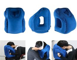 Almohada de viaje Almohadas inflables cojín suave de aire viaje productos innovadores portátiles soporte para la espalda almohada plegable para el cuello c76193237
