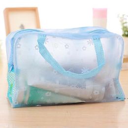 Voyage Portable Transparent Sac cosmétique Sac de maquillage imperméable Sac de lavage Mode Floral Cosmetic Sacs de rangement Sacs Organisateur