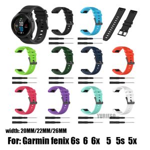 26 22 20mm Watchband Strap voor Garmin Fenix ​​6 6 S 6X 5 5S 3 3HR D2 S60 GPS Horloge Quick Release Silicone EasyFit Polsband Band Strap