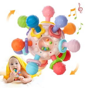 Pots de voyage Montessori bébé jouets de dentition sensoriels à mâcher balle hochet activités de préhension bébés pour 0 18 mois filles garçons cadeaux 231116