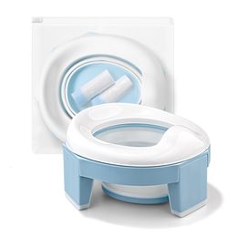Pots de voyage TYRY HU Baby Pot Portable Silicone Potty Training Seat 3 en 1 Toilette Pliable Bleu Enfants Avec Sacs 230720