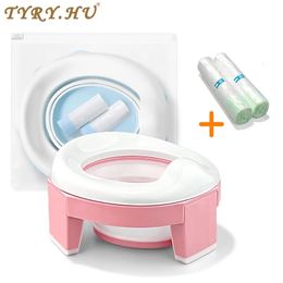 Pots de voyage TYRY.HU Pot de bébé siège d'entraînement en Silicone Portable 3 en 1 siège de toilette de voyage pliable bleu pot pour enfants avec sacs 231016