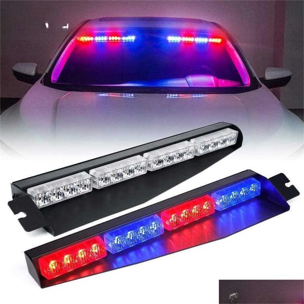 Produit routier de voyage Visière Strobe LED Light Bar Pare-brise intérieur Pare-soleil Lampe Avertissement d'urgence Feux clignotants pour les bénévoles Dh2Sj