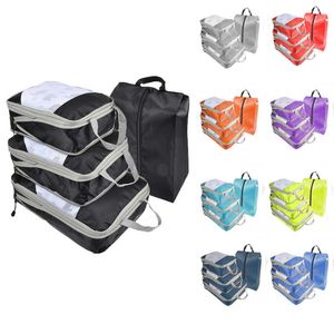 Ensemble de sacs de rangement de voyage, compartiment à bagages, tri Portable, compressible, quatre pièces