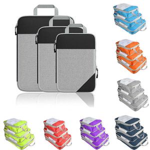 Juego de bolsas plegables comprimibles de almacenamiento de viaje con organización de caja de carrito de equipaje Visible de gran capacidad