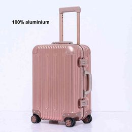 Reisverhaal inch aluminium hand trolley bagage spinner case met wiel J220708 J220708