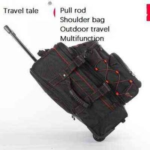 Reisverhaal inch waterdichte trekkracht schoudertas buiten reizen multifunctionele bagage spinner merk koffer J220707