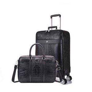 Travel Tale Men Spinner Leather Retro Crocodile Tattern Trolley Case Suitcase Business Hand Hand Bagage Set J220708 J220708