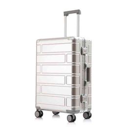 Reisverhaal nieuwe aluminium koffer harde trolly case draagteken in het inchecken van bagage met wielen J220708 J220708