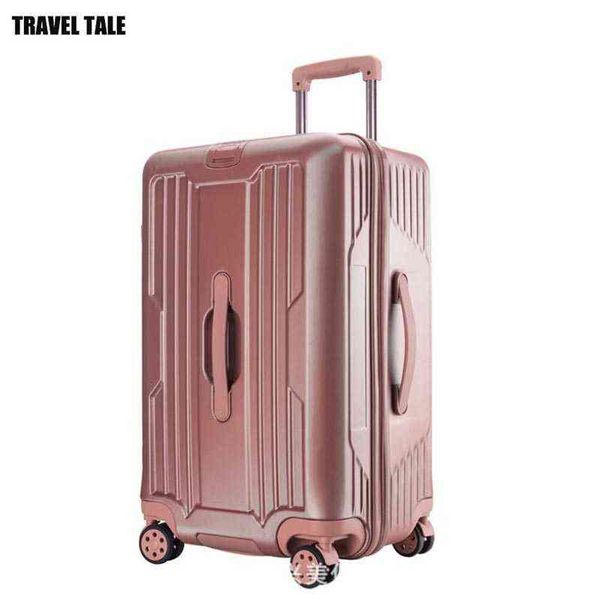 TRAVEL TALE NUEVA pulgada abs pc maleta de viaje spinner lado duro carro grande bolsa de equipaje rodante con rueda J220708 J220708
