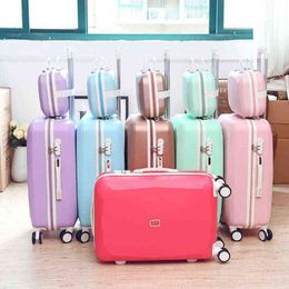 Reisverhaal dames plezier draagt ​​trolley set buikspieren meisjes reiskoffer retro rollende bagagewielen J220708 J220708