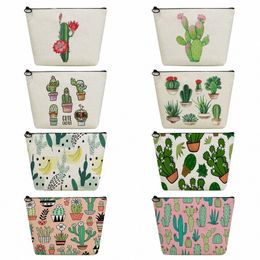 reistoilettassen Cactus Print Aangepaste cosmetische tas voor dames Verfrissende plantenpotloodetuis Hoge kwaliteit make-up organisator Casual n8uR #