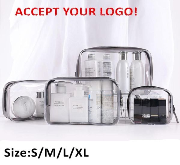 Voyage des sacs cosmétiques transparents PVC Femmes Zipper Sac de maquillage transparent Bath Toitrage Lavage Beauté Beau Maling Up Organizer Accepter Logo PR4259949