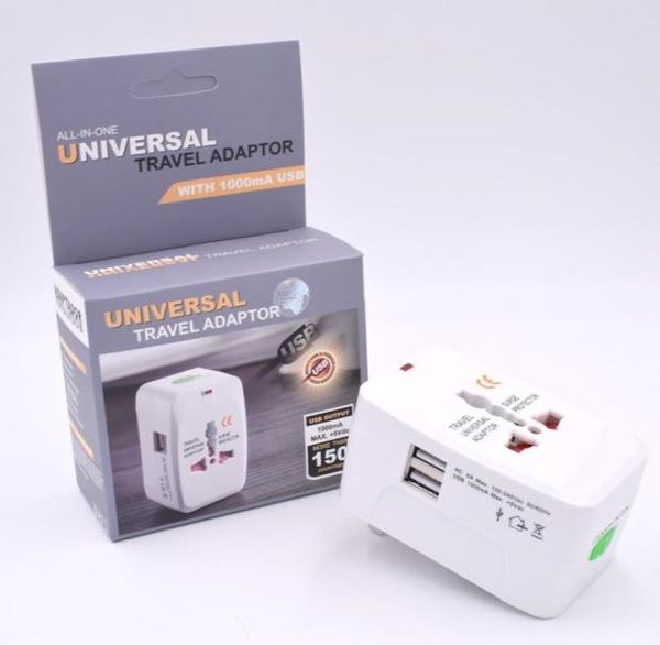 Travel Universal International Wall Charger Power Adaptador Auriculares para Surge Protector Plug US UK EU AU AC Dual USB3446962