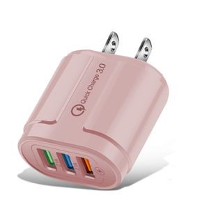 Reiswandlader 3 Ports USB Quick Charge Macaron Color 5V2A US EU -plug Home Dock Chargers Power Adapter Charging voor Huawei Samsung Galaxy Note LG Tablet