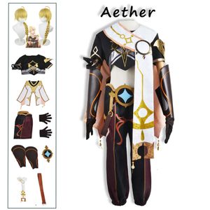 Reiziger Aether Genshin Impact Kong Cosplay Kostuum voor Mannen Halloween Party Volledige Sets Outfit Pruik Schoenen Vrouwen Pak