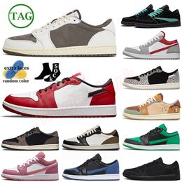 Travis 1 1s Heren Dames Basketbalschoenen Jorden1s Low Palomino Cactus Jack Reverse Mokka Zwart Phantom Olive Golf Chicago Fierce Roze Wolf Grijze Trainers Sneakers