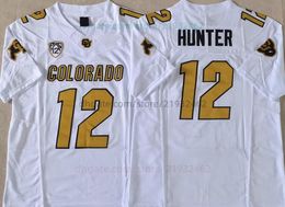 Travis Hunter Colorado Buffaloes camiseta de fútbol cosida 2 Shedeur Sanders 21 Shilo Sanders Colorado 100º aniversario parche camisetas para hombre S-3XL blanco