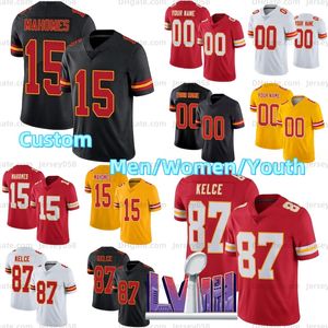 Travis Kelce Patrick Mahomes Maillot de football personnalisé Isaih Pacheco Chris Jones Nick Bolton Ross L'Jarius Sneed Creed Humphrey Rashee Rice Trent McDuffie 15