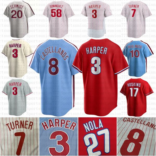 Trea Turner Bryce 3 Harper Custom Baseball Jerseys JT Realmuto Kyle Schwarber Rhys Hoskins Aaron Nola Didi Gregorius Scott Kingery Nick Castellanos Andrew