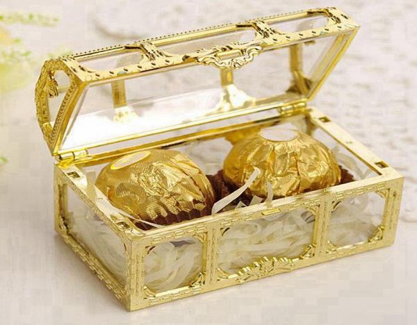 Tesoro de la caja de caramelo de la boda Favor Mini Cajas de regalo Alimentos Grado de plástico Joya Transparente Estuche RRA2973294479