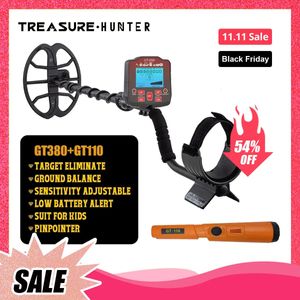 Treasure Hunter GT380 Professionele Underground Gold Metal Detector 400 Scanner Finder Digger Waterdicht 11 Coil Tool Pinpointer 240105