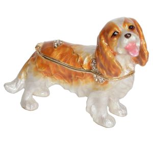 Boîte aux trésors avec bijoux roi Charles Spaniel chien émaillé bibelot boîte à bijoux boîte à souvenirs pour animaux de compagnie Gifts209C