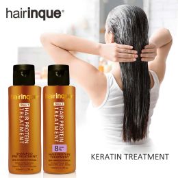 Behandelingen 8% Formaline Keratine met Zuiverende Shampoo Set Krullend Haar Rechtzetten Behandeling Kroesvrij Zacht Glad Keratine Haarverzorging 100 ml