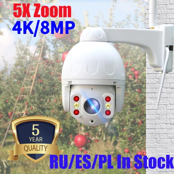 Traitements 8MP 4K Camera WiFi extérieure avec 5x Zoom PTZ Speed Dome Camera AI Détection humaine CCTV IP Camerie