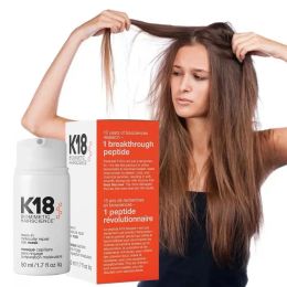 Traitements K18 LeaveIn Repair Masque capillaire Traitement cheveux secs et abîmés 4 minutes pour inverser les dommages causés par l'eau de Javel Couleur Services chimiques 50 ml