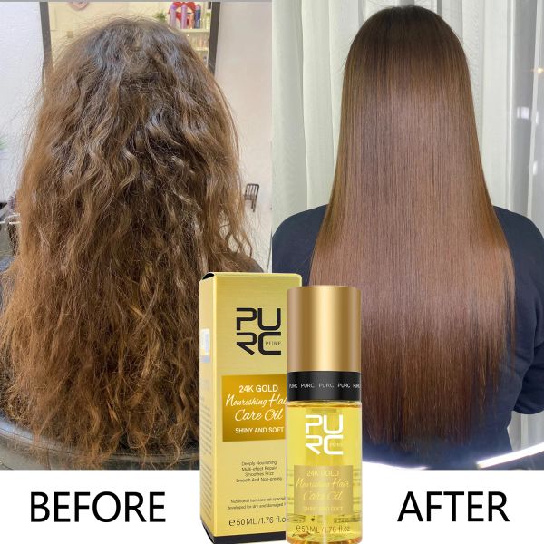 Tratamientos PURC 24K oro aceite suavizante para el cabello aceite de coco reparación Frizz cabello dañado suero anticaspa tratamiento del cuero cabelludo productos para el cuidado del cabello