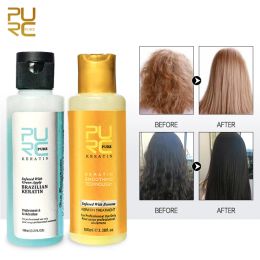 Traitements PURC 3.7% pomme/12% banane traitement à la kératine pour lisser les cheveux réparation dommages cheveux crépus lissage brésilien soin à la kératine