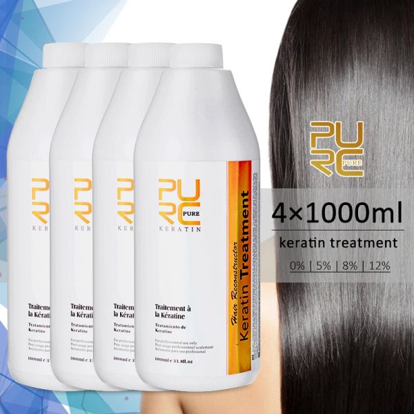 PURC kératine traitement des cheveux shampooing brésilien lissage kératine lissage crème réparation produit de soin des cheveux endommagés 4 pièces 1000ml