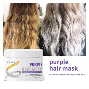 Traitements Masque capillaire violet pour les cheveux blonds enlevant les tons jaunes en cuids éclaircit les gris blonds gris gris de soins de soins de soins sulfate gratuitement