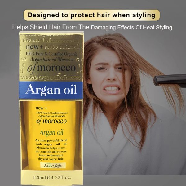 Super 120ml 100% huile d'argan biologique naturelle du maroc soins capillaires huile essentielle du cuir chevelu pour réparer les dommages secs traitement des cheveux