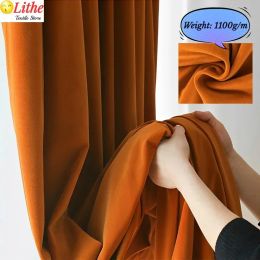 Treatments Treatments Luxury Cashmere Thermal Curtains for Living Room Blackout Bedroom Hall Warm Orange Elegant Anticold Insulating Fabric 1 Towel