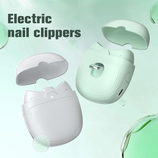 Tratamientos Cortador de uñas eléctrico USB con luz LED 2 velocidades Amoladora de uñas automática Recortadora para bebés Adultos Mini herramientas de manicura