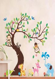 Autocollant mural arbre et singe, autocollant mural de fond de chambre d'enfant ZYPA1214, décoration DIY pour crèche, garderie bébé Roo8152328