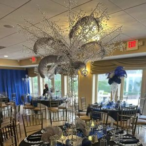 Centres de table d'arbre pour décoration de table de mariage en métal argenté avec perles acryliques de 70 cm ou 90 cm de haut