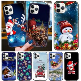 Tree Deer Snowman Case de téléphone pour iPhone 15 14 13 12 11 Pro Max 15 14 Plus Case de téléphone mobile