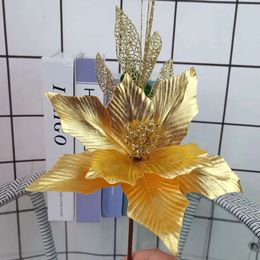 Boom Voor Kerstdecoratie Bloem 35Cm Ornament Goud Poeder Kunstbloemen Home Mall Display s