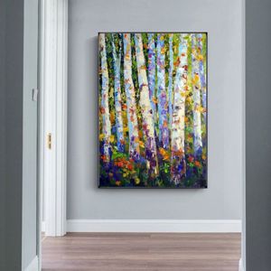 Póster de hoja de bosque y árbol, pintura en lienzo para pared, imágenes, paisaje para sala de estar, decoración moderna para el hogar, impresiones coloridas, 279W