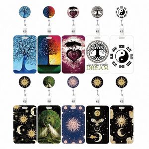 Tree of Life Card Holder Intrekbare clip Busin ID Badge -kaartkast kast Reel YoYo werknemerskaarten Cover Workers Hangen Certificaten C45H#