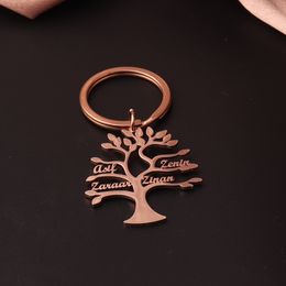 Tree of Life Keychain personnalisé avec 1 à 6 noms de bijoux personnalisés membres de la famille Key Ring le meilleur cadeau pour la femme mère