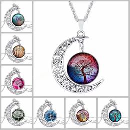 Boom of Life Moon Time Gem Pendant Ketting Plant Cabochon Sieraden Vrouwen Kettingen