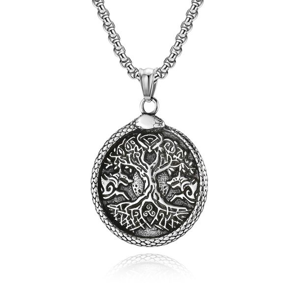 Collier arbre de vie en acier inoxydable, pendentif, bijoux d'arbre généalogique pour femmes et hommes, cadeaux