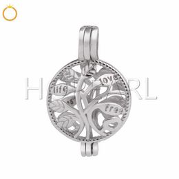 Tree of Life Pearl Cage Pendant Locket Wish Pearl Gift 925 Sterling Silver Jewelry Mountings 5 Pieces